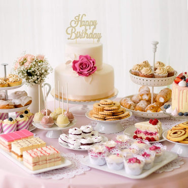 Happy Birthday Cake Topper - Premium Gold Metal Sparkly Rhinestone Decoration