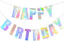 Holographic Happy Birthday Glossy Colorful Rainbow Banner Sign