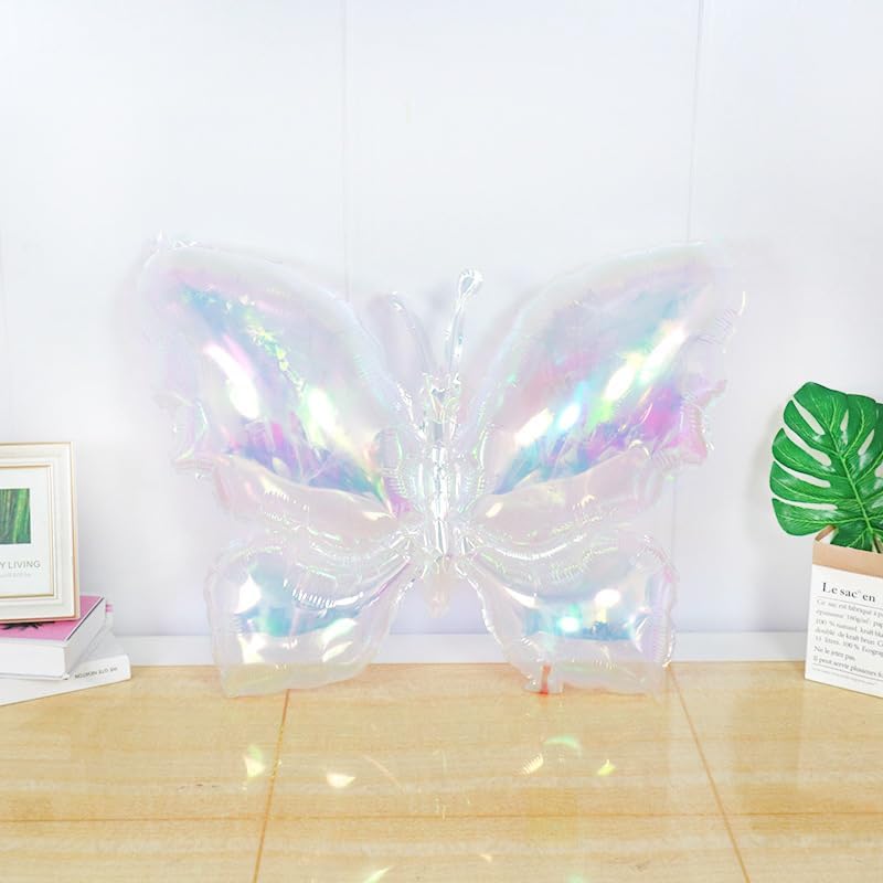 4pcs Iridescents Clear Buttefly Foil Balloons, 26"