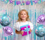 Iridescent Party Streamers Backdrop Neon Transparent Tinsel  2PCS