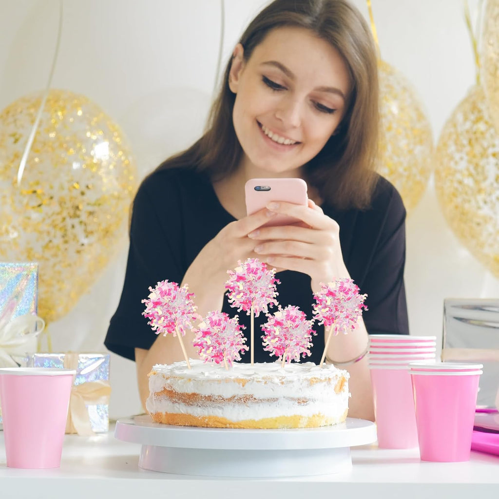 Sparkle Firework Cupcake Toppers, 10 Pcs-Pink