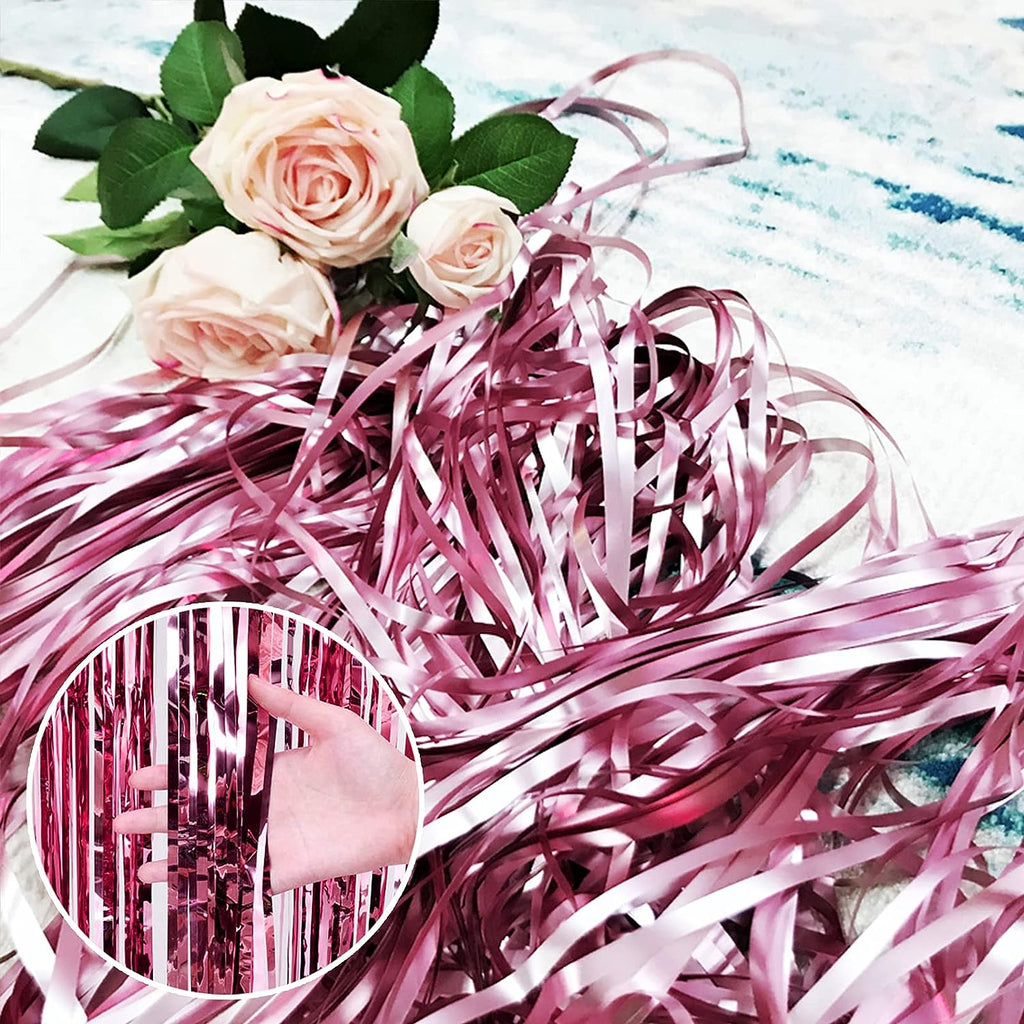 Come on, Let's Go Party Banner with Metallic Pink Fringe Curtains