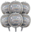6 PCS Disco Holographic Balloons Silver Disco Mylar Foil Balloons 22