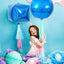 24 Inch Laser Holograpgic Blue Cube Foil Balloon, Blue Party Decoration(4 Count)