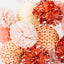 Premium Paper Decoration Set - Pom Pom, Honeycomb and Accordion Lantern (Dusty Rose Bloom with Metallic Rose Gold)