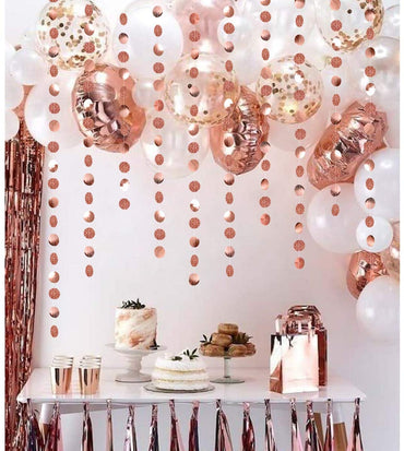 4 Pack Glittery Rose Gold Circle Dots Garland