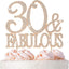 30 and Fabulous Cake Topper - Premium Rose Gold Metal Sparkly Rhinestone Decoration