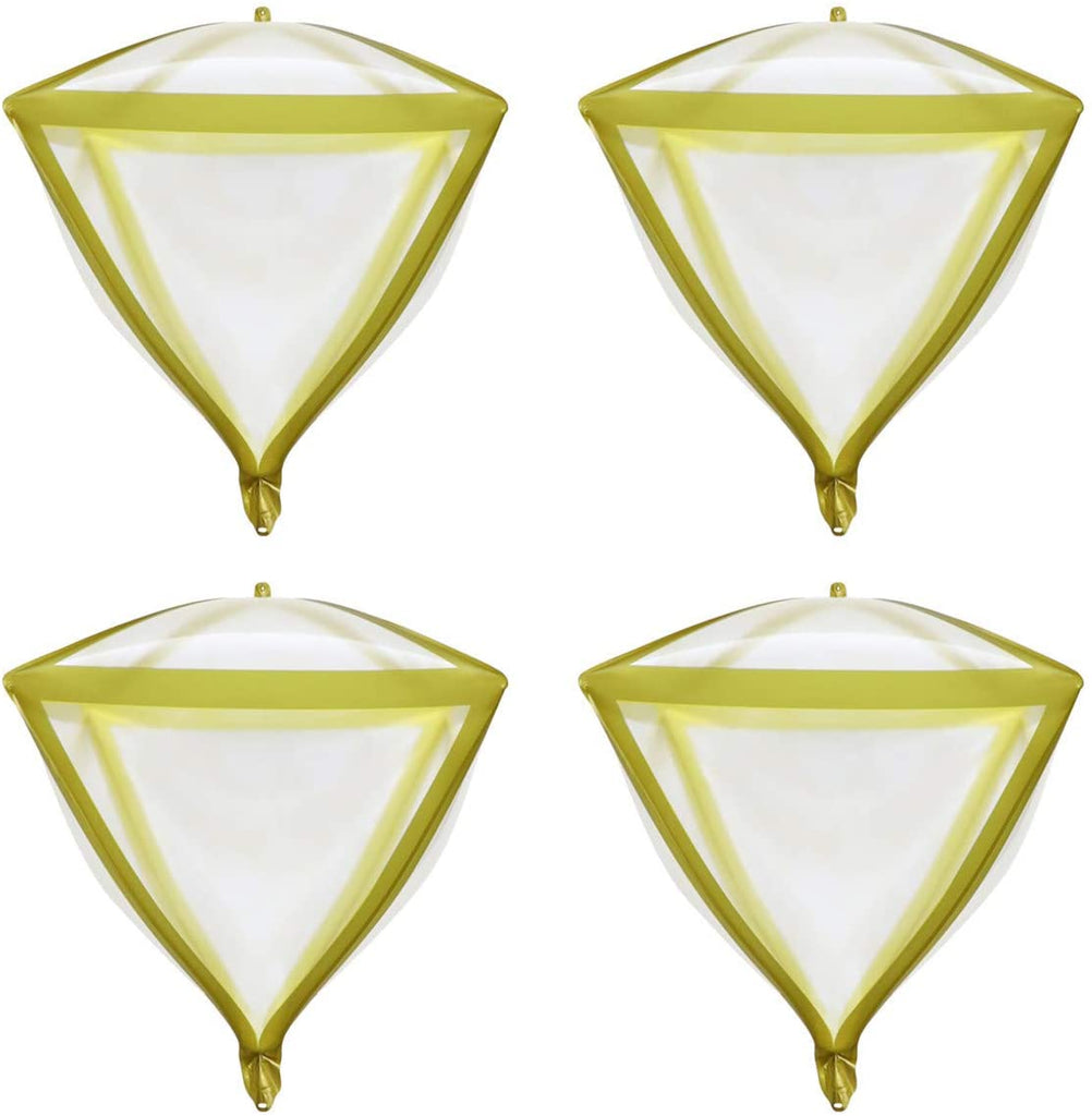 4D Foil Balloons Cube Diamond Shaped Helium Balloons for Wedding Bridal Baby Shower Birthday Grad Party Decor Pack of 4