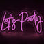 Let's Party 22x12 Inches Custom LED Neon Sign, Neon Sign LED, Neon Sign Letters,Led Neon Sign Wall Light for Home, Kids Room, Bar, Birthday Party, Christmas,Wedding Decor (Pink Let's Party)