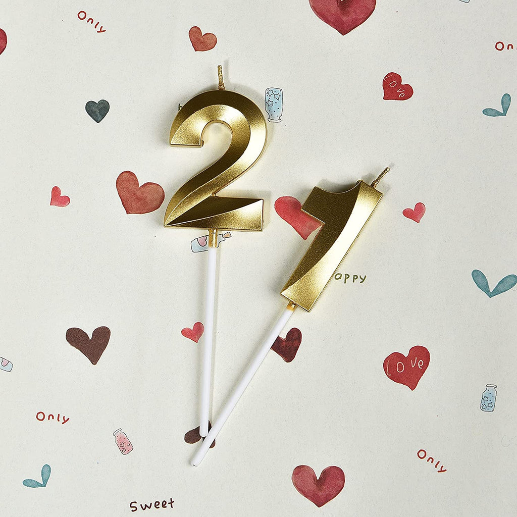 21st Birthday Candles, Gold Number 21 Cake Topper