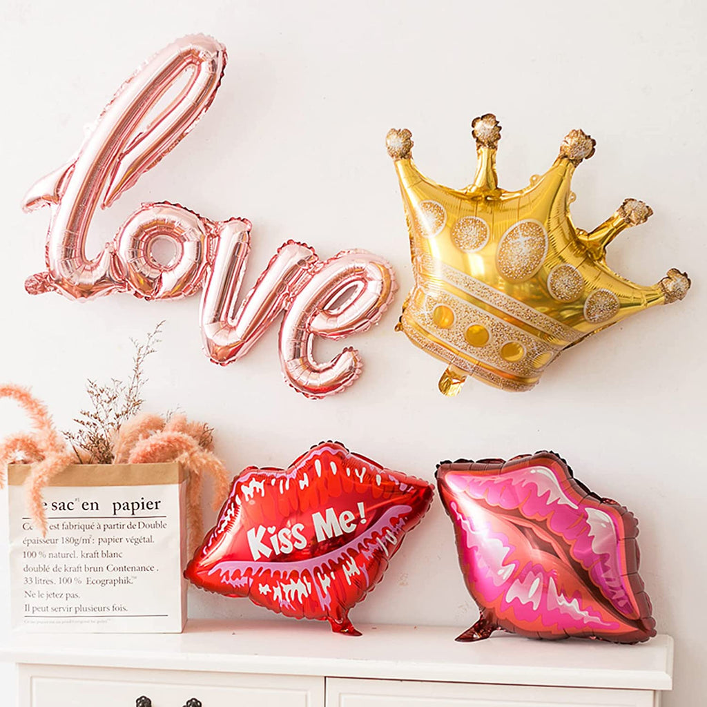 6 Pcs Jumbo 39.4 Inch Gold Crown Foil Balloons(Rose Gold)