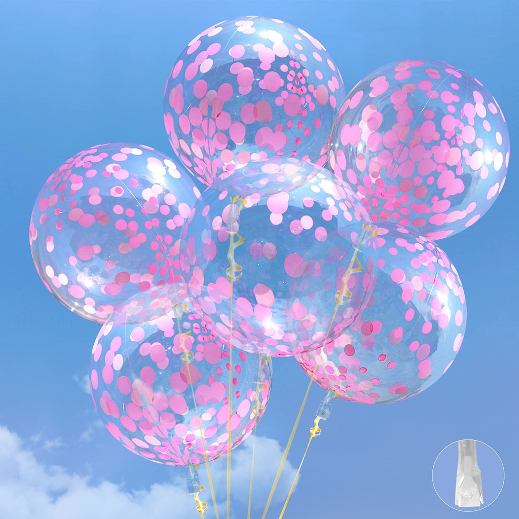 Confetti Pattern Bubble Balloons Self-Sealing 18" Self-sealing Bobo Balloons for Pink Birthday Party Bridal Shower Decoration Wedding Engagement Graduation Holiday Supplies