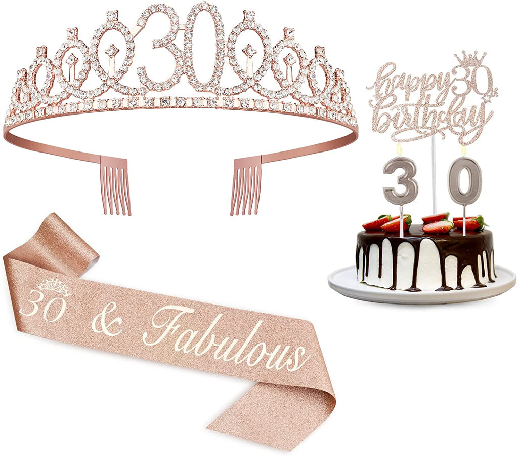 Birthday Decorations for Girls, Birthday Sash,Crown/Tiara,Candles,Cake Toppers.13th Birthday Gifts for Girls,Rose Gold 13 Birthday Decorations for Girls,13 Year Old Official Teenager Happy Birthday Decorations