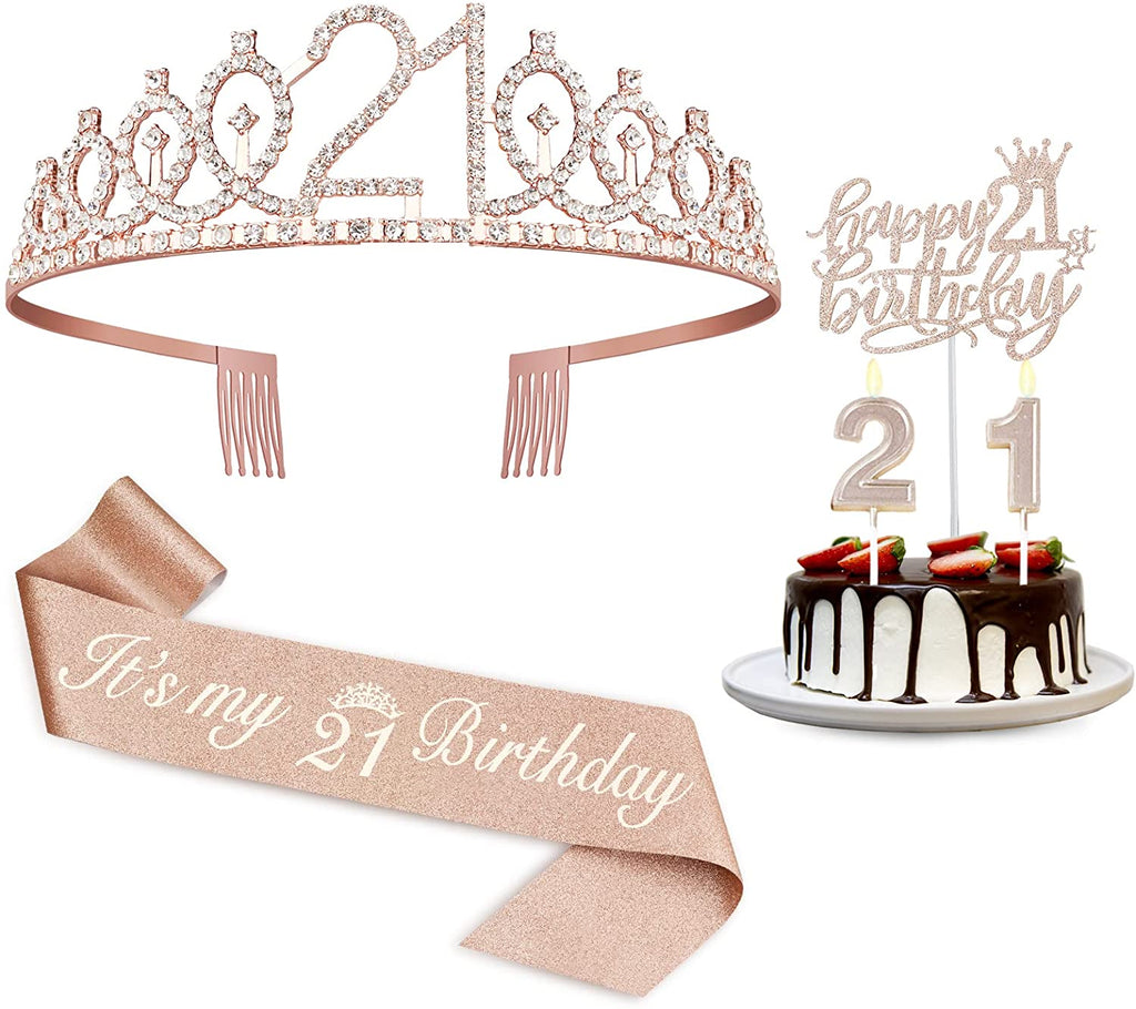 Birthday Decorations for Girls, Birthday Sash,Crown/Tiara,Candles,Cake Toppers.13th Birthday Gifts for Girls,Rose Gold 13 Birthday Decorations for Girls,13 Year Old Official Teenager Happy Birthday Decorations