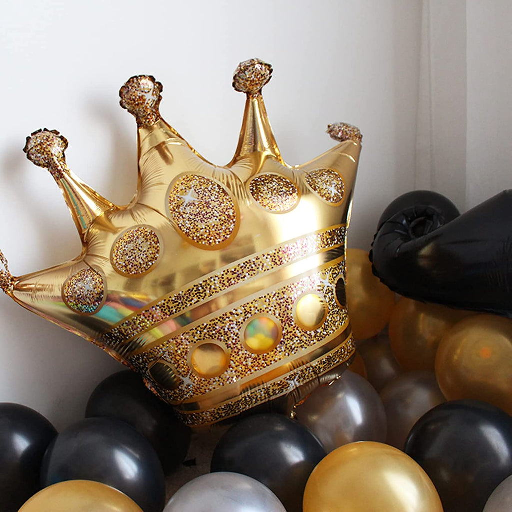 6 Pcs Jumbo 39.4 Inch Gold Crown Foil Balloons(Rose Gold)