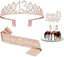 Birthday Decorations for Girls, Birthday Sash,Crown/Tiara,Candles,Cake Toppers.13th Birthday Gifts for Girls,Rose Gold 13 Birthday Decorations for Girls,13 Year Old Official Teenager Happy Birthday Decorations