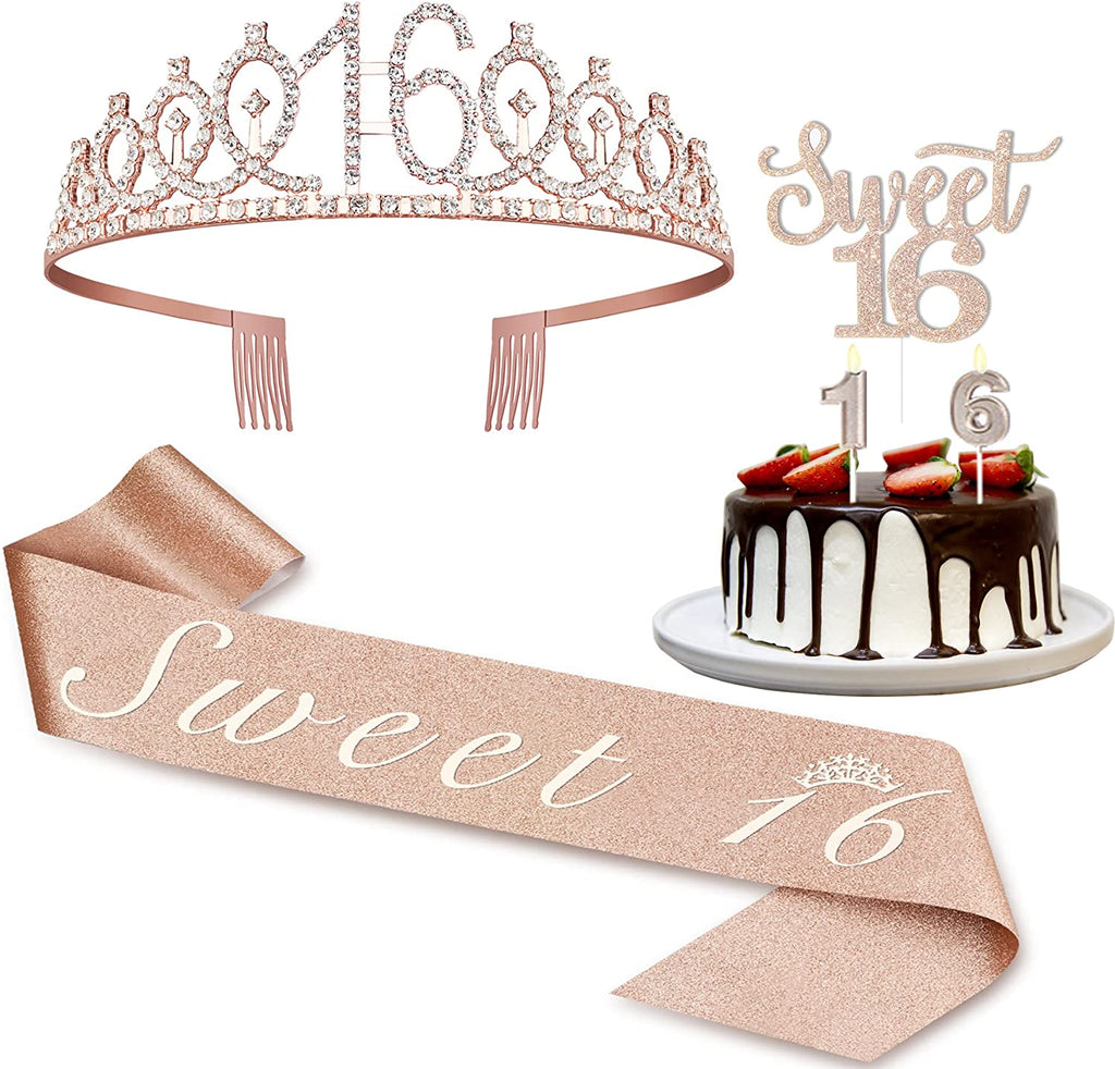 Birthday Decorations for Girls, Birthday Sash,Crown/Tiara,Candles,Cake Toppers.13th Birthday Gifts for Girls,Rose Gold 13 Birthday Decorations for Girls,13 Year Old Official Teenager Happy Birthday Decorations