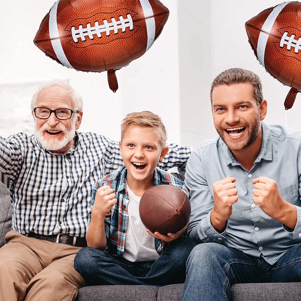 Football Balloons Football Mylar Party Balloons Football Shaped Aluminum Foil Balloons for Sport Themed Football Themed Birthday Party Decor, 22 Inch (4)