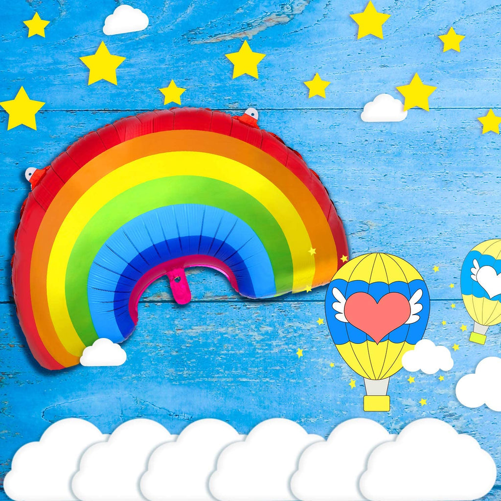 6 Pieces Rainbow Shape Foil Balloons, 38"
